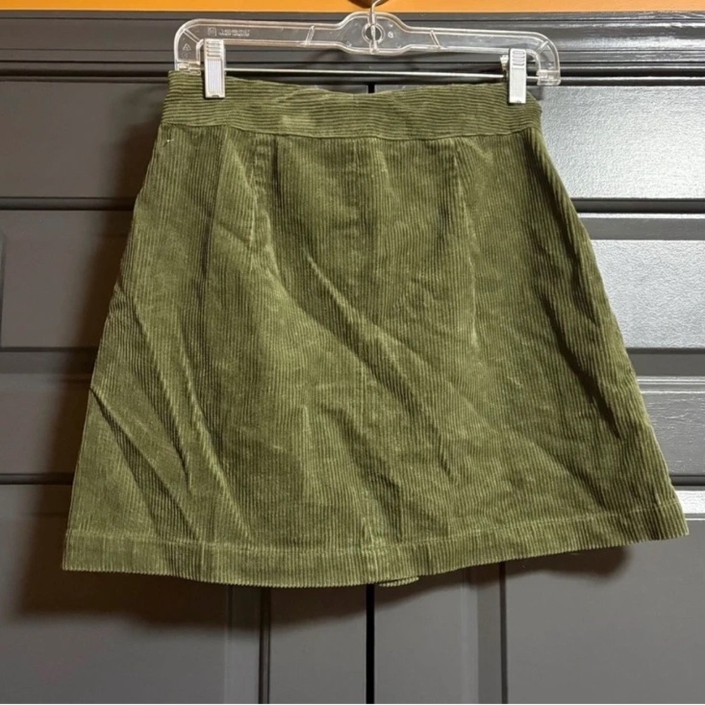 Corduroy Skater Skirt in Olive Green